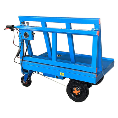 Electric Transport vehicle pulling glass car at construction site