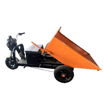 Electric tricycle with double tipping bucket