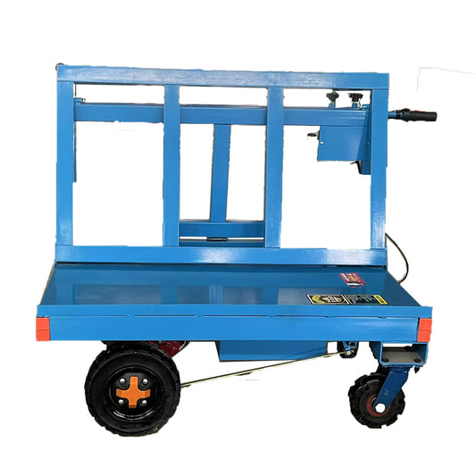 Electric Transport vehicle pulling glass car at construction site
