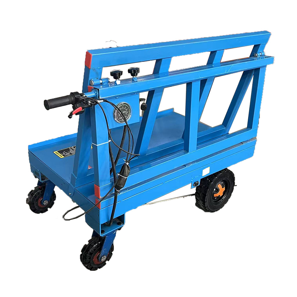 Electric Transport vehicle pulling glass car at construction site