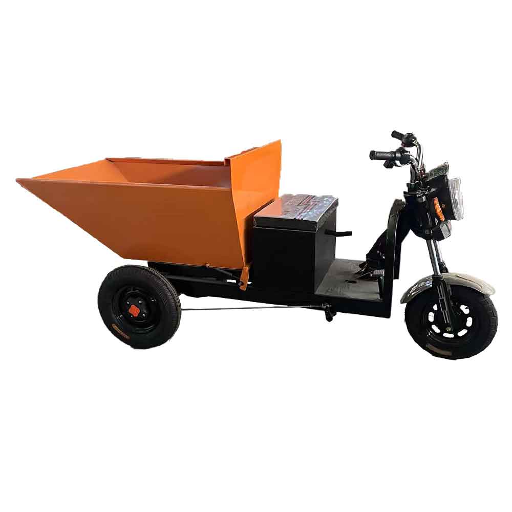 Electric tricycle with double tipping bucket