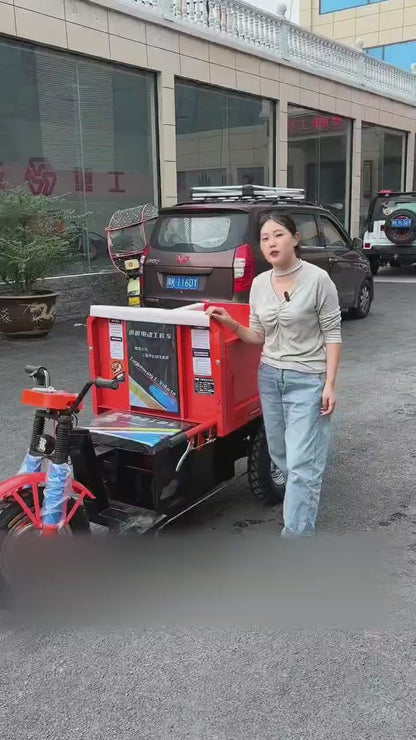 Electric engineering tricycle three-door brick pulling vehicle