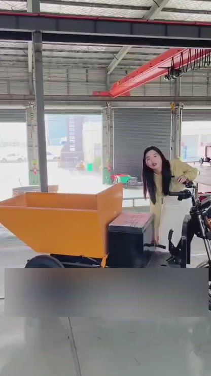 Electric tricycle with double tipping bucket