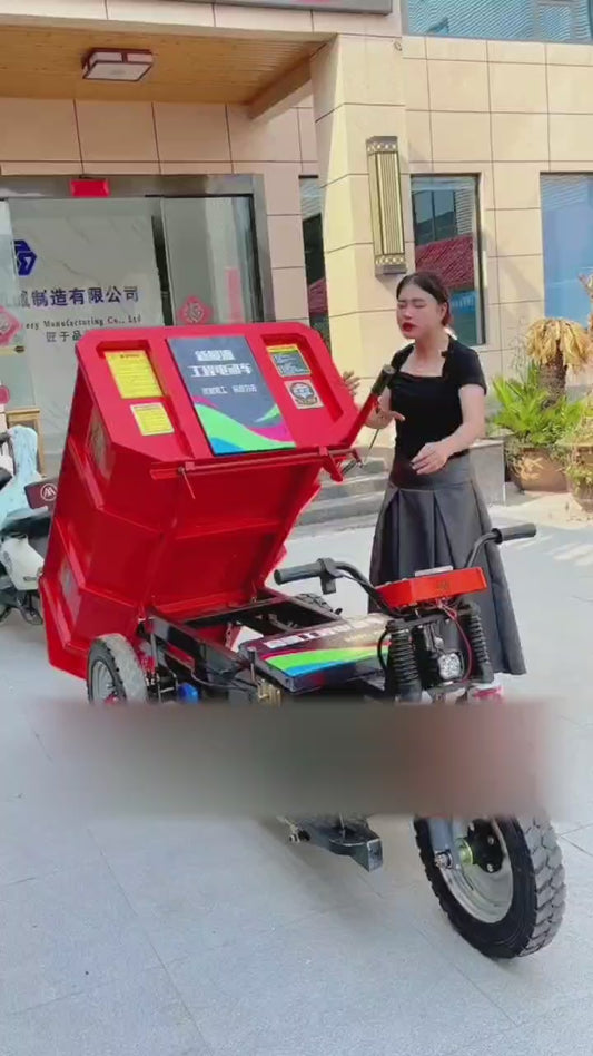 Электрический трехколесный велосипед с 1,4-метровой тележкой для перевозки песка на стройплощадке